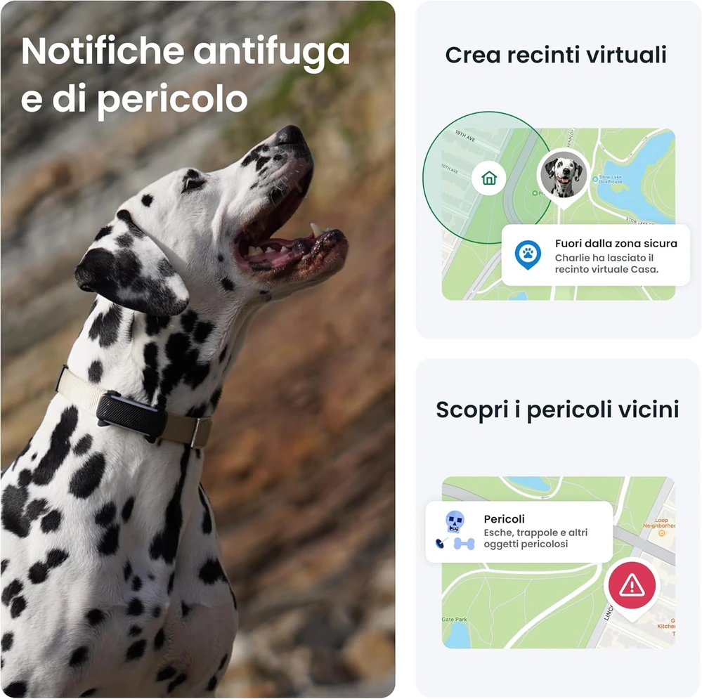 Tractive GPS antkaklis šunims su sveikatos stebėjimu, IP68, iki 14 d. veikimo
