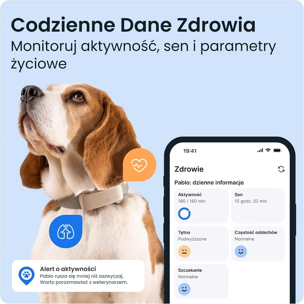 Tractive GPS sekimo įrenginys šunims, realaus laiko stebėjimas, sveikatos stebėjimas, juodas, TG6A