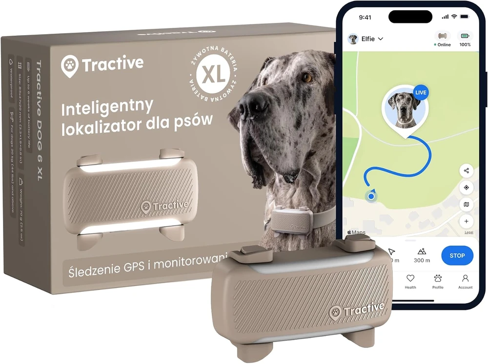 Tractive GPS lokalizatorius šunims XL su sveikatos stebėjimu, IP68, TG6XLC