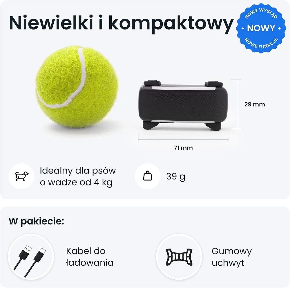 Tractive GPS sekimo įrenginys šunims, realaus laiko stebėjimas, sveikatos stebėjimas, juodas, TG6A