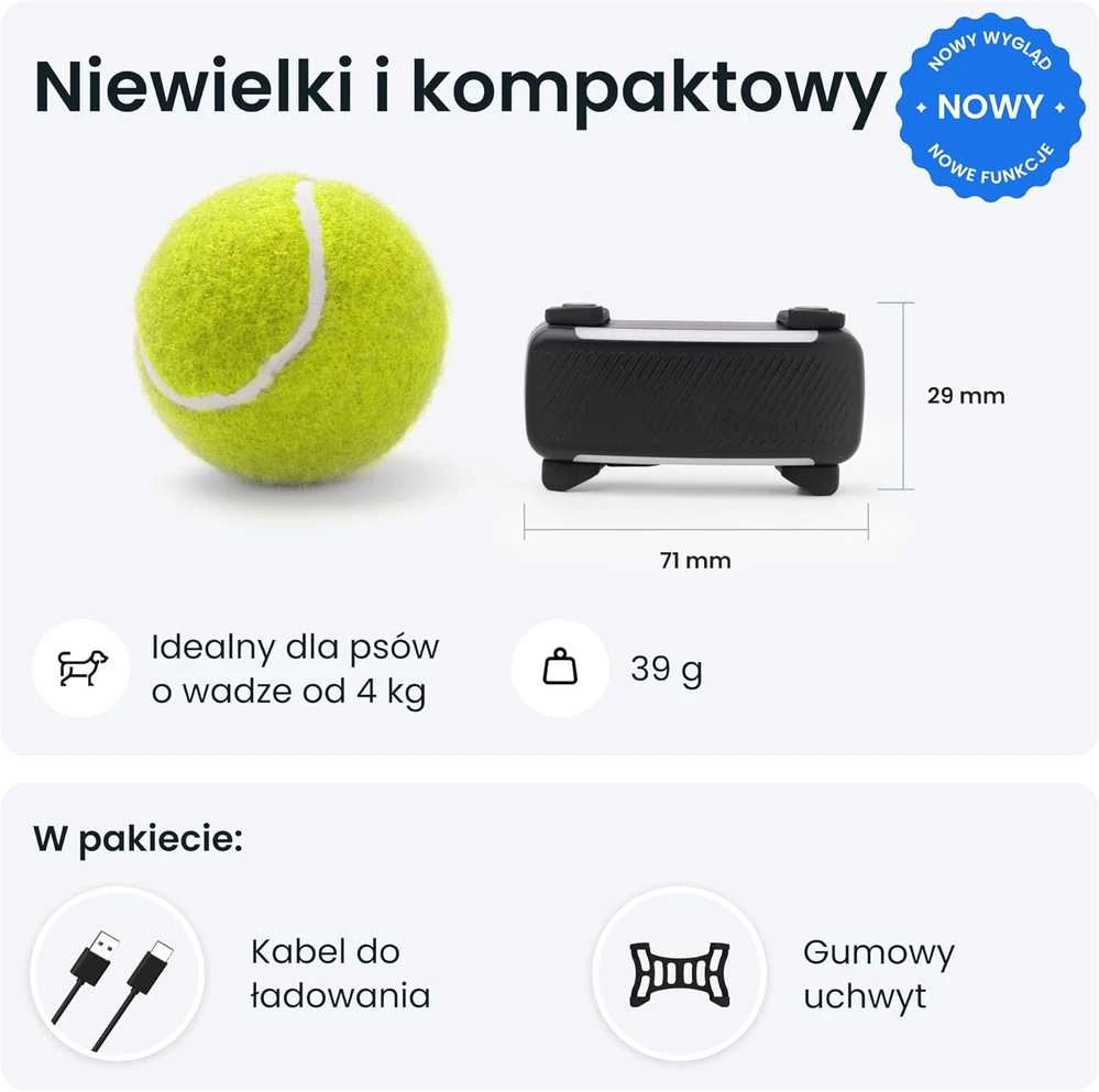 Tractive GPS sekimo įrenginys šunims, realaus laiko stebėjimas, sveikatos stebėjimas, juodas, TG6A