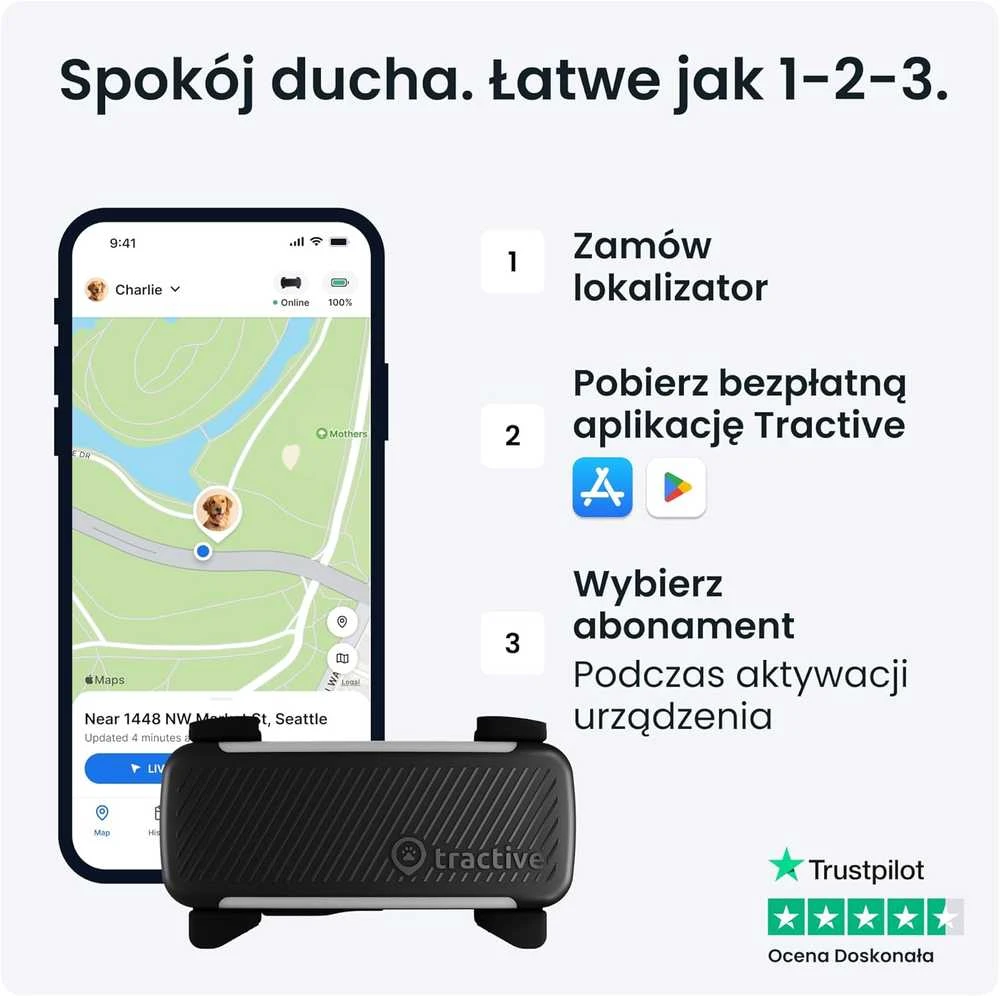 Tractive GPS sekimo įrenginys šunims, realaus laiko stebėjimas, sveikatos stebėjimas, juodas, TG6A