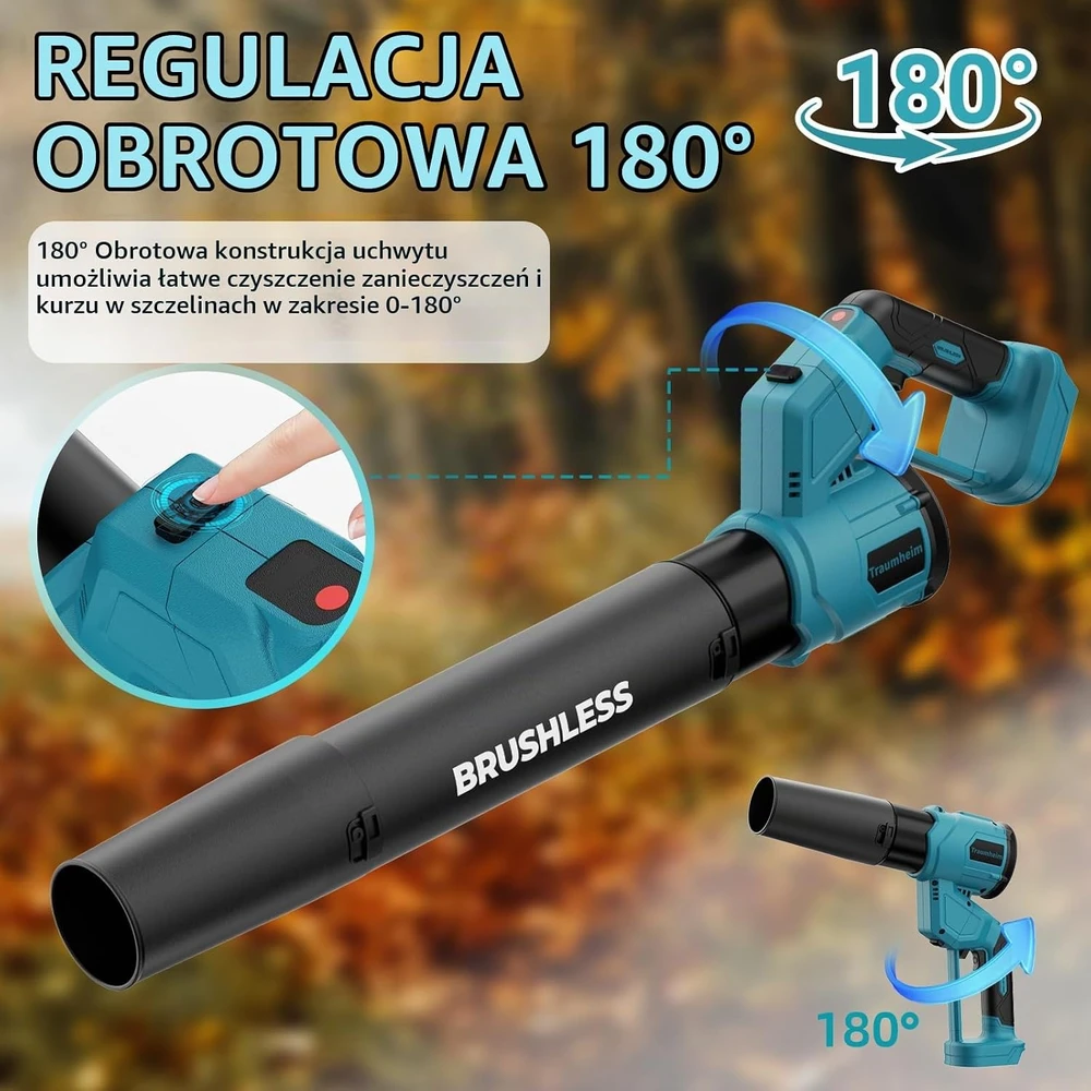 Traumheim akumuliatorinis lapų pūstuvas 21 V, 3 greičių, 1000 m³/h, DE-CY2