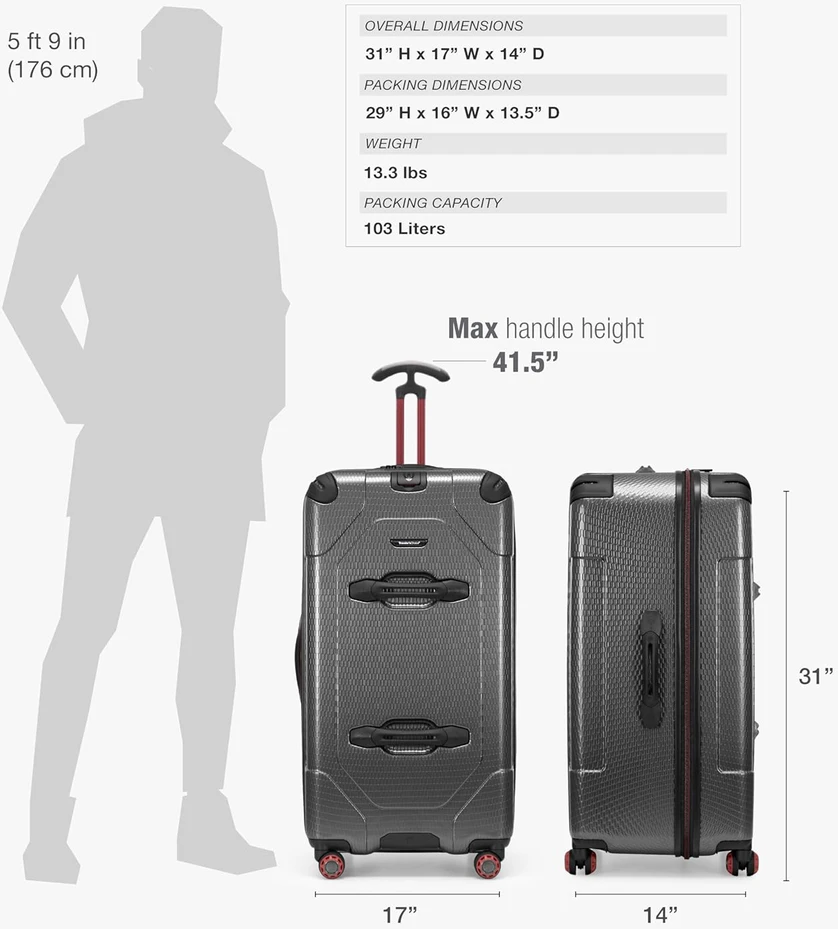 Kelioninis Traveler's Choice 30 colių polikarbonatinis lagaminas su 8 ratukais ir TSA užraktu Maxporter II