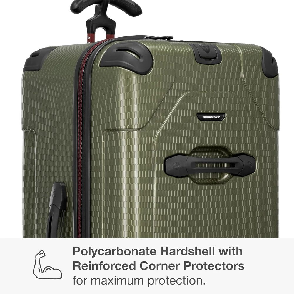 Kelioninis Traveler's Choice kietoji lagaminas su TSA spyna ir teleskopine rankena, 76 cm, žalias, Maxporter II