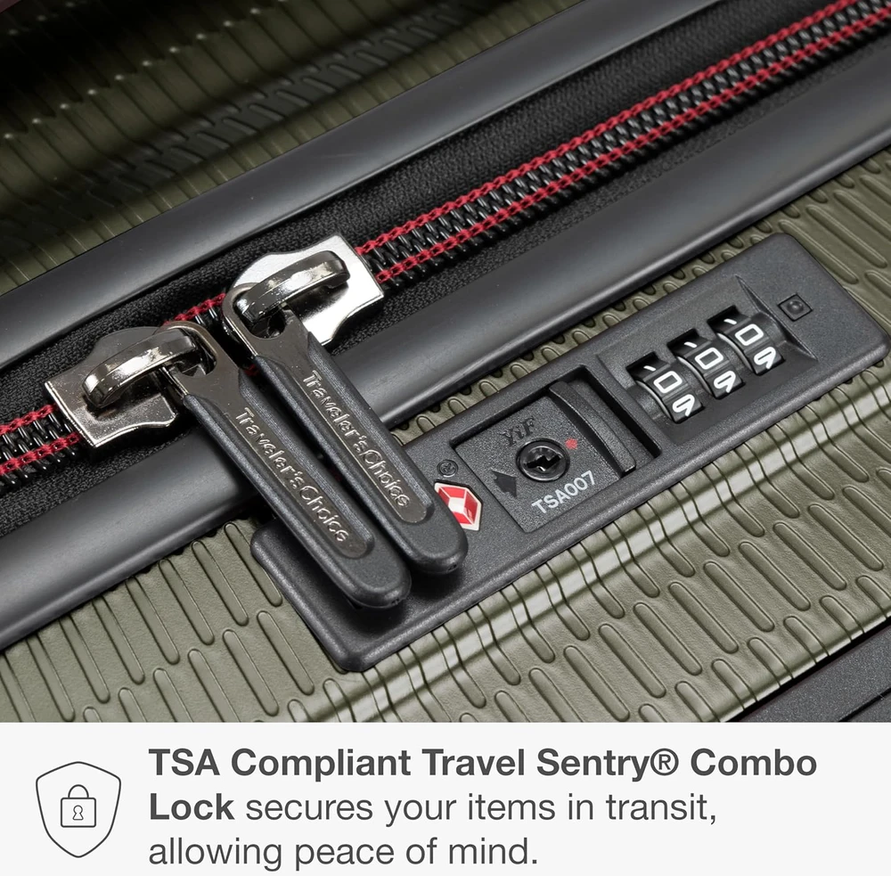Kelioninis Traveler's Choice kietoji lagaminas su TSA spyna ir teleskopine rankena, 76 cm, žalias, Maxporter II