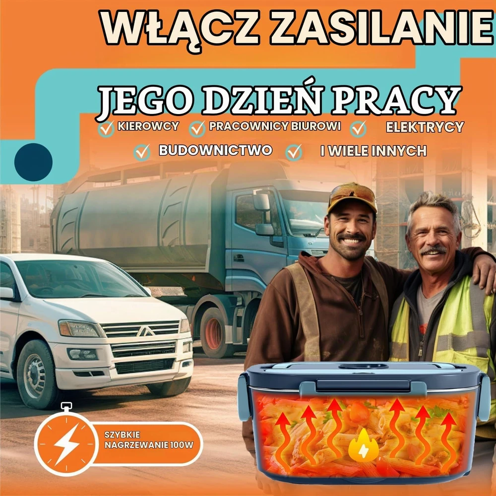 TRAVELISIMO elektrinė maisto dėžutė su šildymu 1,5 l, 100 W, 220 V/12 V/24 V