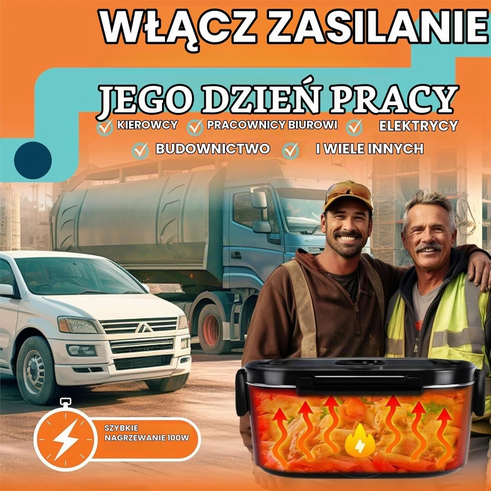 TRAVELISIMO elektrinė pietų dėžutė 1,5 l, 100 W, 220 V / 12 V / 24 V