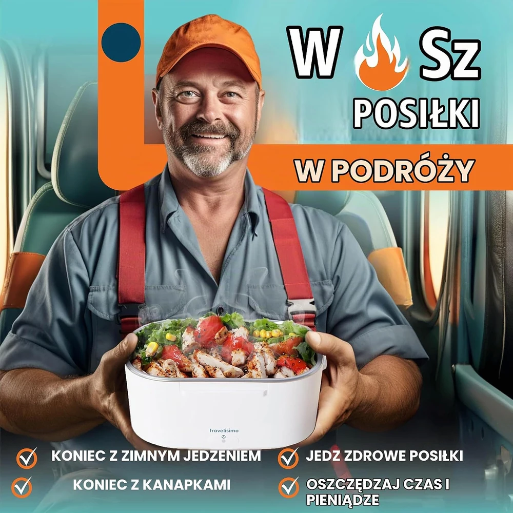 TRAVELISIMO elektrinė pietų dėžutė 1,5 l, 100 W, 220 V/12 V/24 V