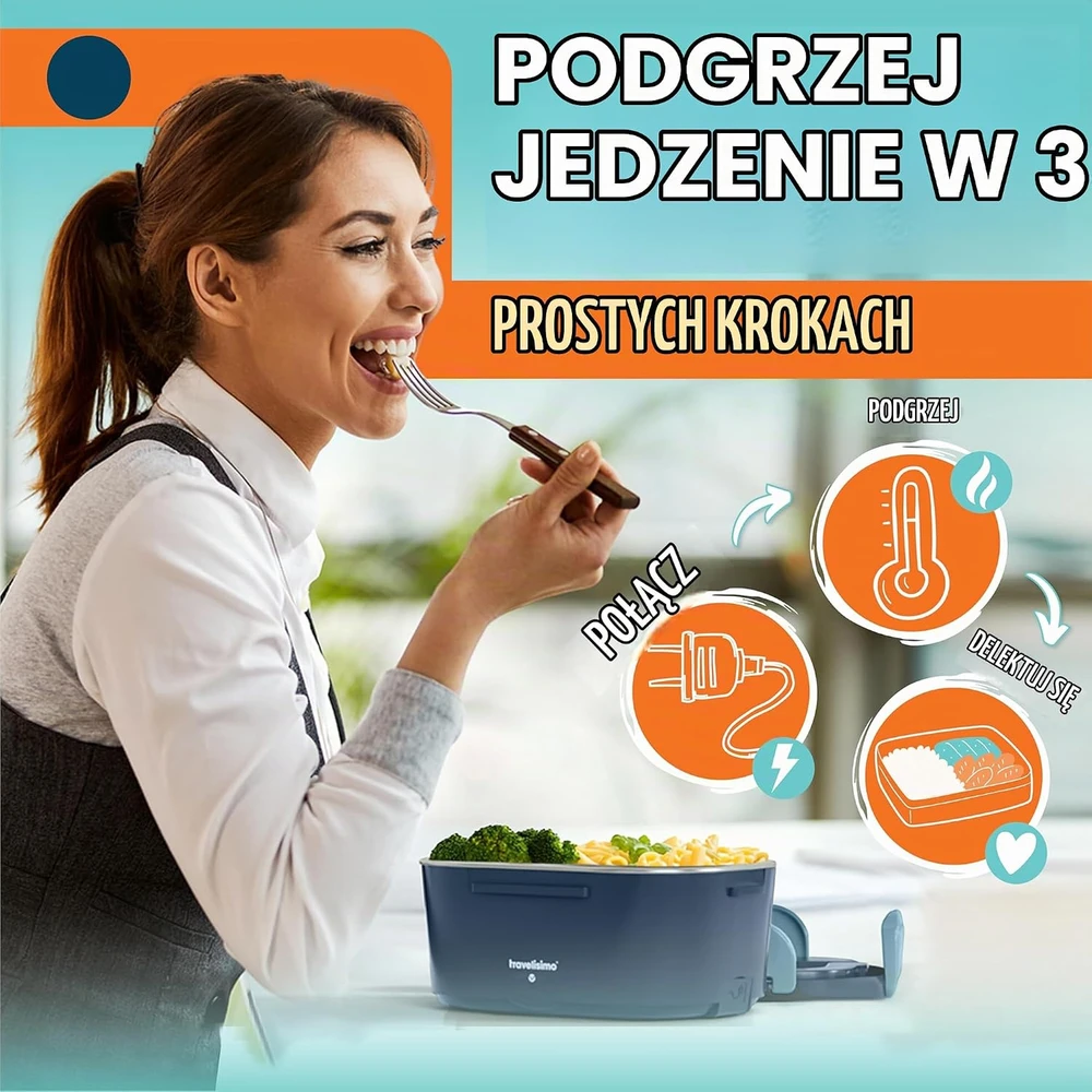 TRAVELISIMO elektrinė pietų dėžutė 1,5 l, 100 W, 220 V/12 V/24 V