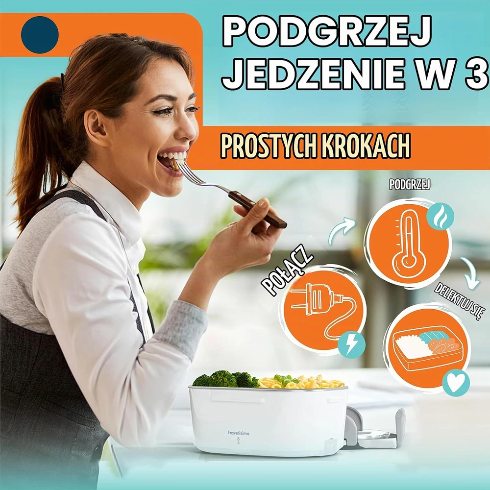 TRAVELISIMO elektrinė pietų dėžutė 1,5 l, 100 W, 220 V/12 V/24 V