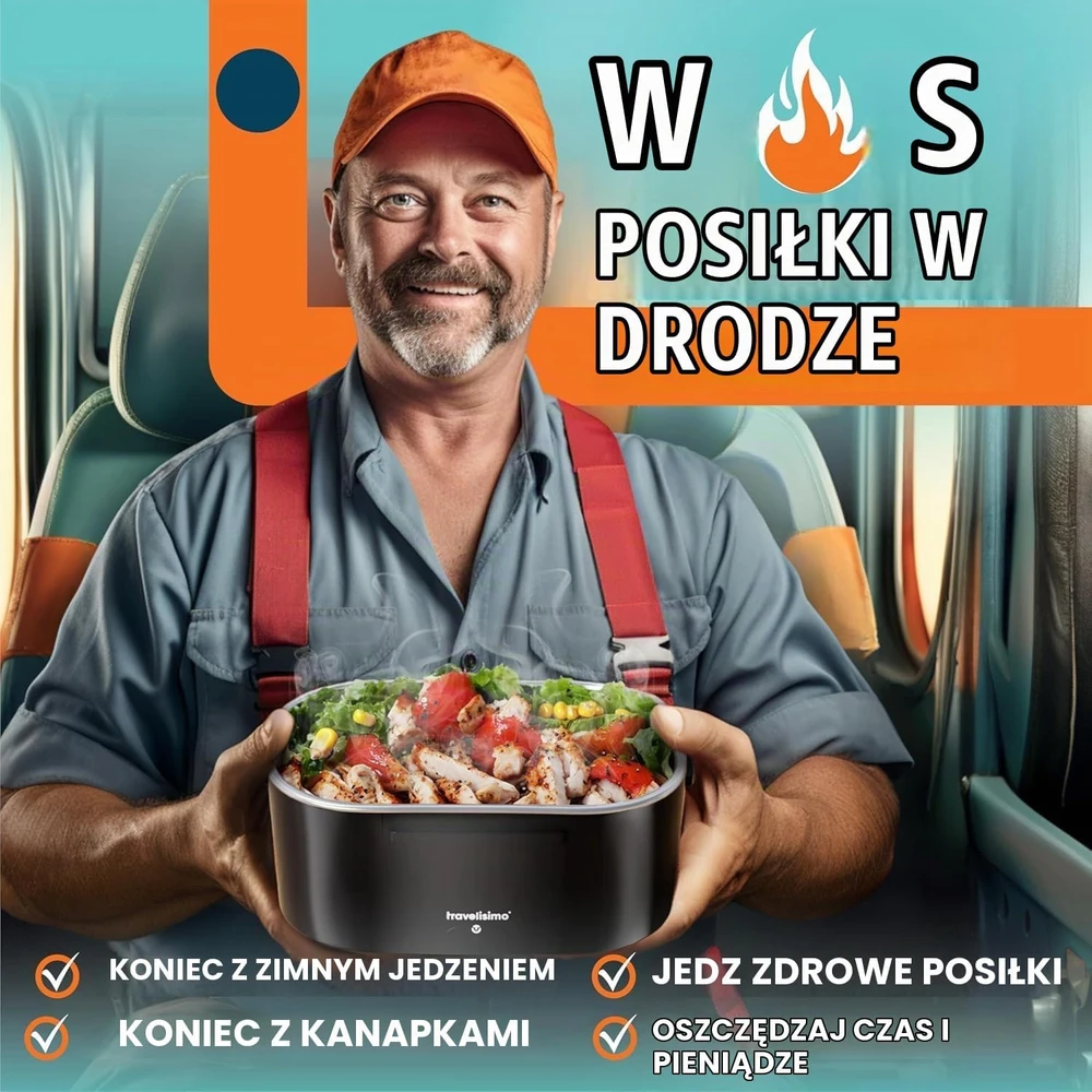 TRAVELISIMO elektrinė pietų dėžutė 1,5 l, 100 W, 220 V / 12 V / 24 V