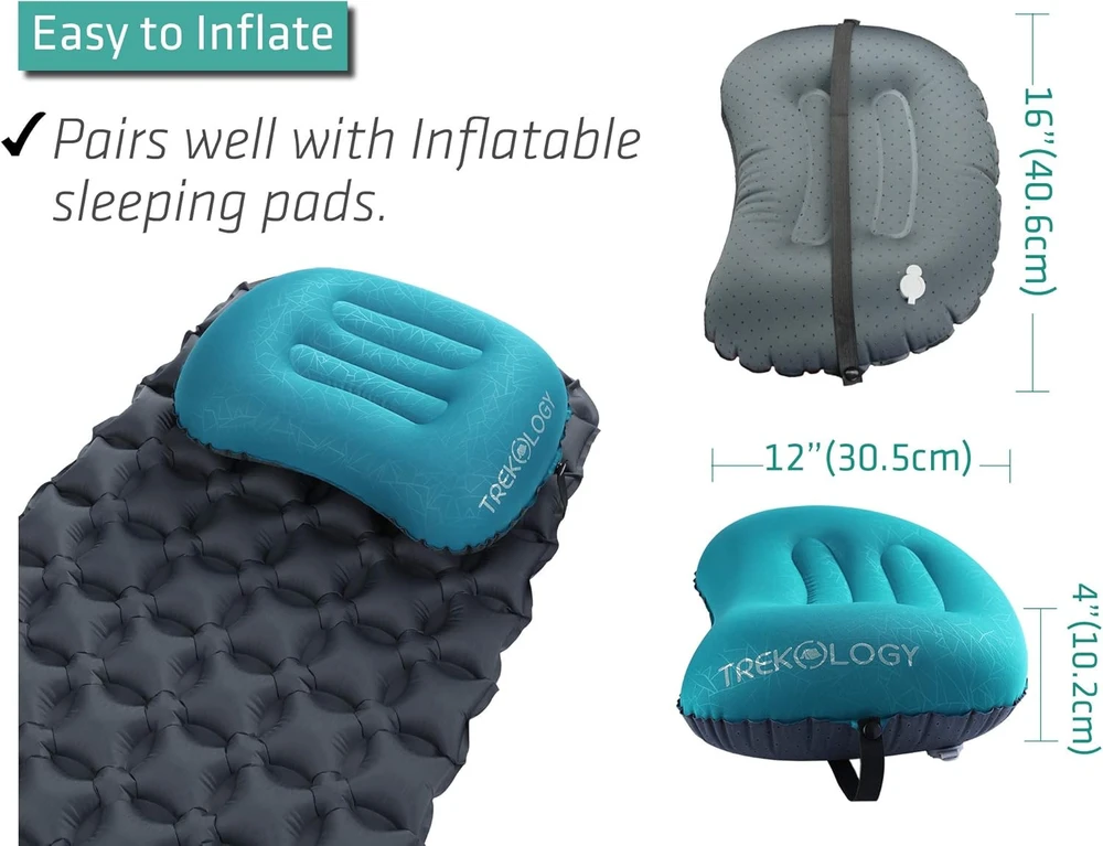 Trekology pripučiama kelioninė pagalvė, ulralengva, kompaktiška, ergonomiška ALUFT 2.0