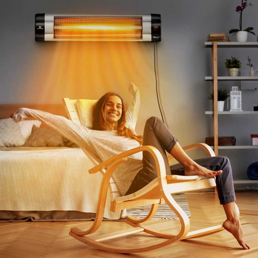 TRESKO elektrinis infraraudonųjų spindulių šildytuvas, 2500 W, su nuotolinio valdymo pultu, sieninis, 3 galios lygiai, THSL-009