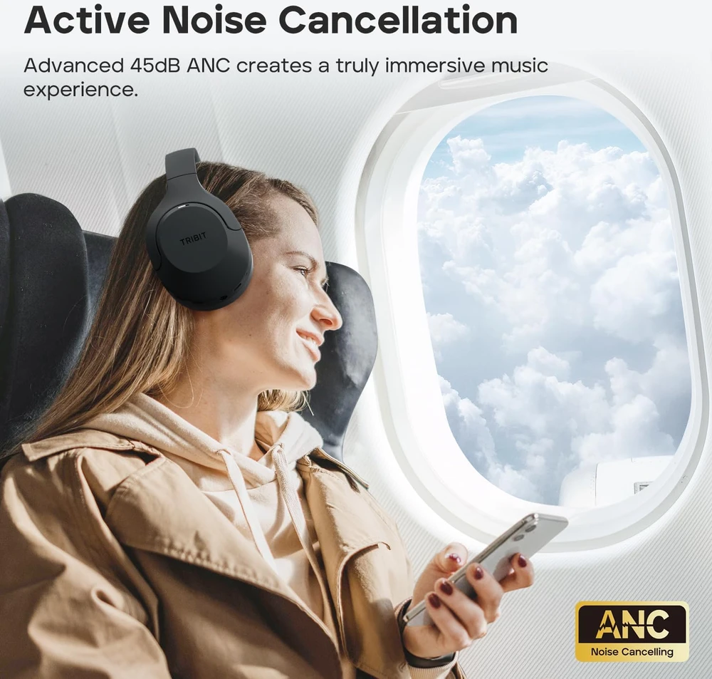 Tribit belaidės ant ausų dedamos ausinės su ANC, Bluetooth 5, 110 val., QuietPlus 81