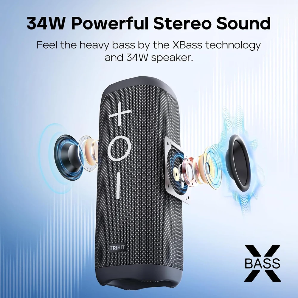Tribit nešiojamasis Bluetooth garsiakalbis StormBox 2, 34 W, IPX7, 24 val., BTS32