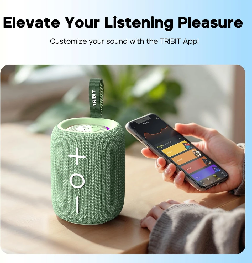 Tribit nešiojamasis Bluetooth garsiakalbis StormBox Mini+ 12 W, IPX7, žalias, BTS33