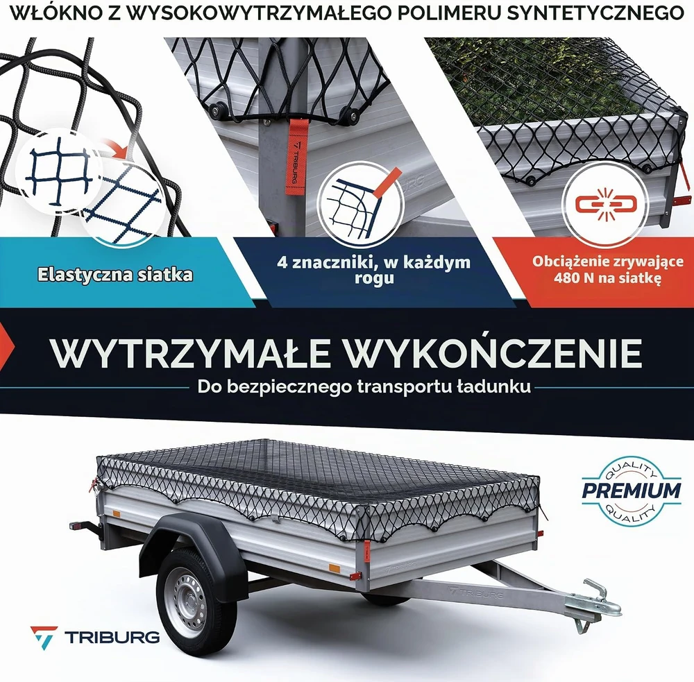 TRIBURG elastingas priekabos krovinio tinklelis 1,5 x 2,7–2,5 x 3,5 m e200-300