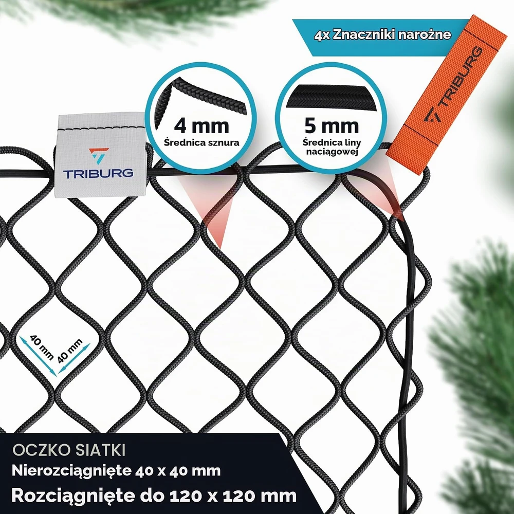 TRIBURG elastingas priekabos krovinio tinklelis 1,5 x 2,7–2,5 x 3,5 m e200-300
