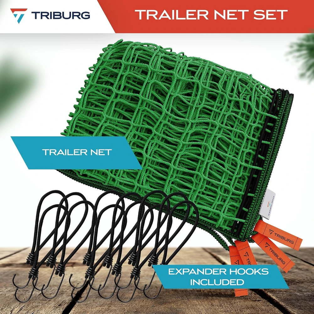 TRIBURG priekabos krovinio tvirtinimo tinklas 3 x 4 m su 12 elastinių kablių AN-B-EH-3x4