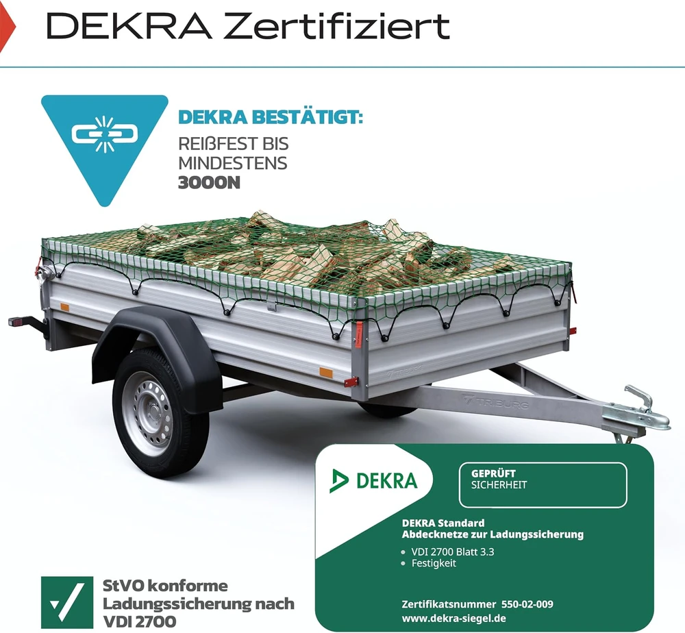 TRIBURG priekabos krovinio tvirtinimo tinklas 1.5 x 2.5 m su įtempimo virvele AN-1.5x2.5