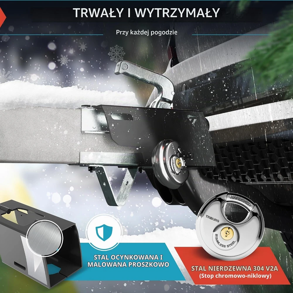 TRIBURG priekabos sukabinimo įtaiso spyna su apvaliu užraktu, cinkuota, Avadon