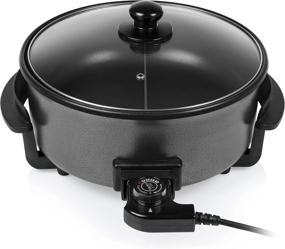 Tristar | Daugiafunkcinė grilio keptuvė XL | PZ-9135 | Skersmuo 30 cm | Grilis | 1500 W | Komplekte dangtelis | Fiksuota rankena | Juodas