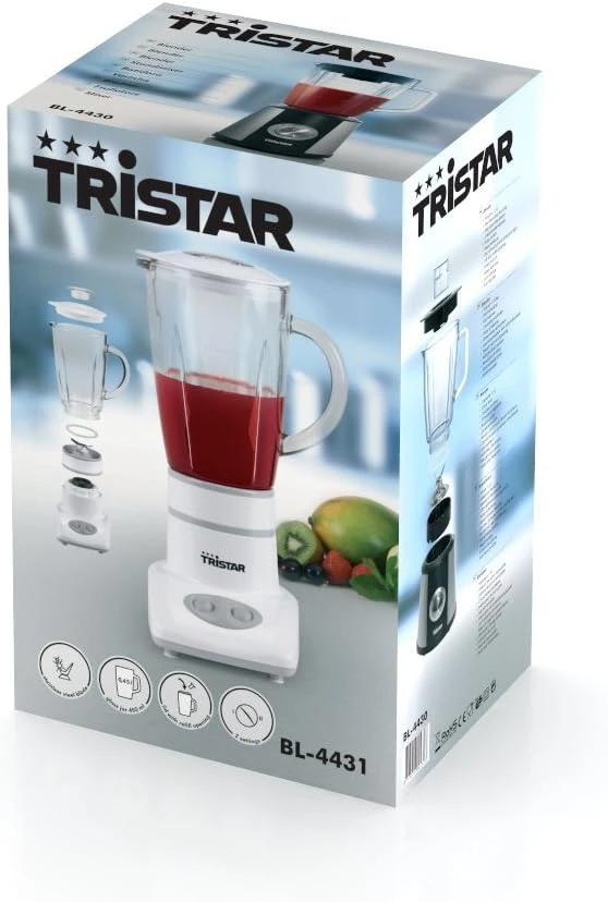 Tristar kokteilinė BL-4431, 0,45 l stiklinis indas, 180 W, nerūdijančio plieno peiliai