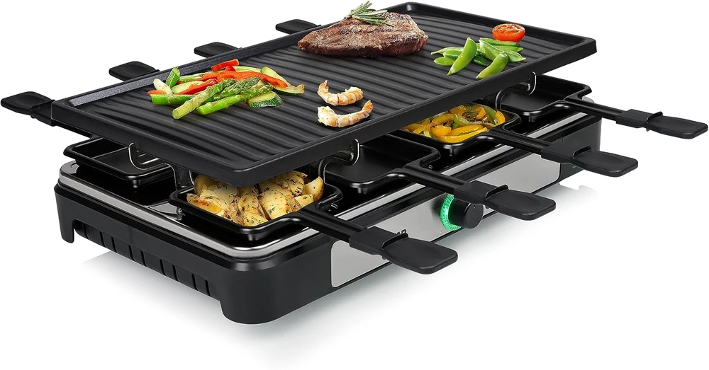 Tristar raclette grilis 8 asmenims, 1400 W, 42 x 23 cm, reguliuojamas termostatas, RA-2746