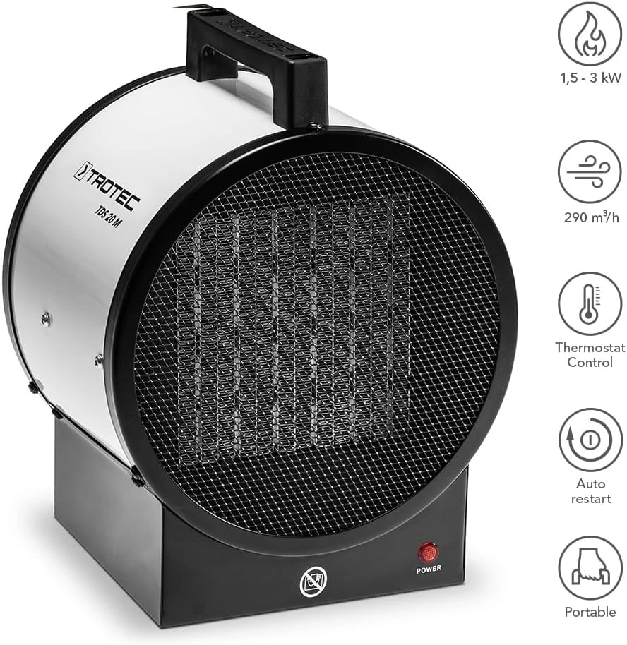 TROTEC keraminis elektrinis šildytuvas TDS 20 M, 1.5/3 kW, 2 pakopų