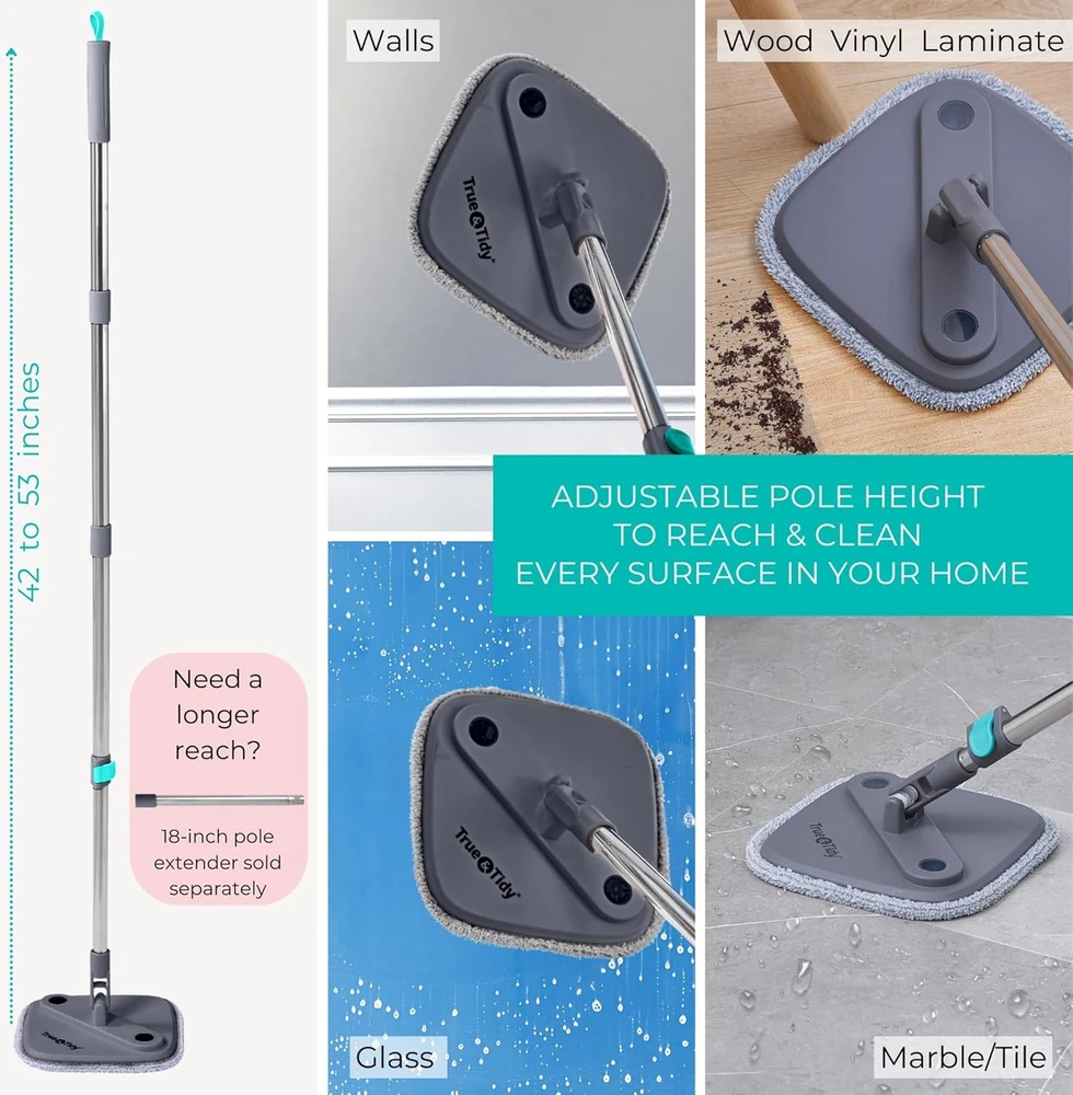 True & Tidy grindų valymo rinkinys su 2 skyrių kibiru ir 2 mikropluošto šluostėmis SPIN-800 A