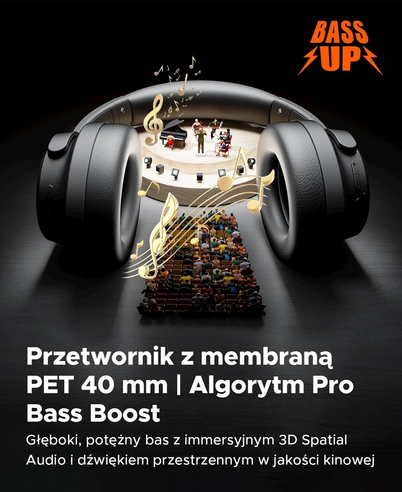 truefree belaidės ant ausų dedamos Bluetooth ausinės su ANC, 125 h, HF-10