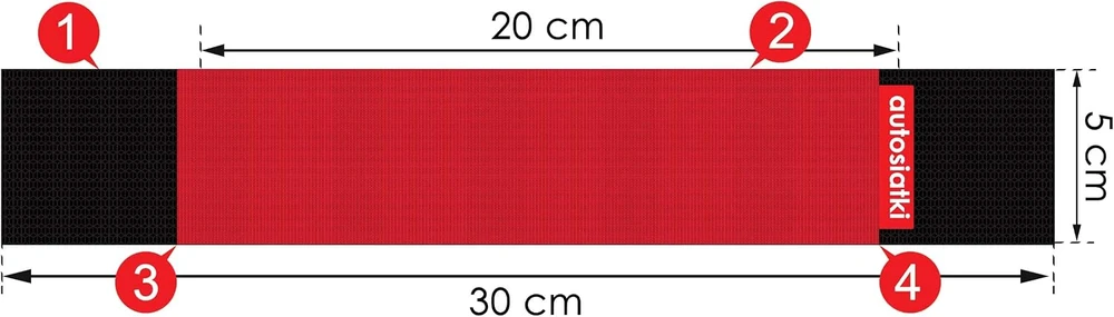 TrunkExpert bagažinės tvirtinimo dirželiai su lipniu užsegimu, 30 cm, 2 vnt., ARZ30_RED