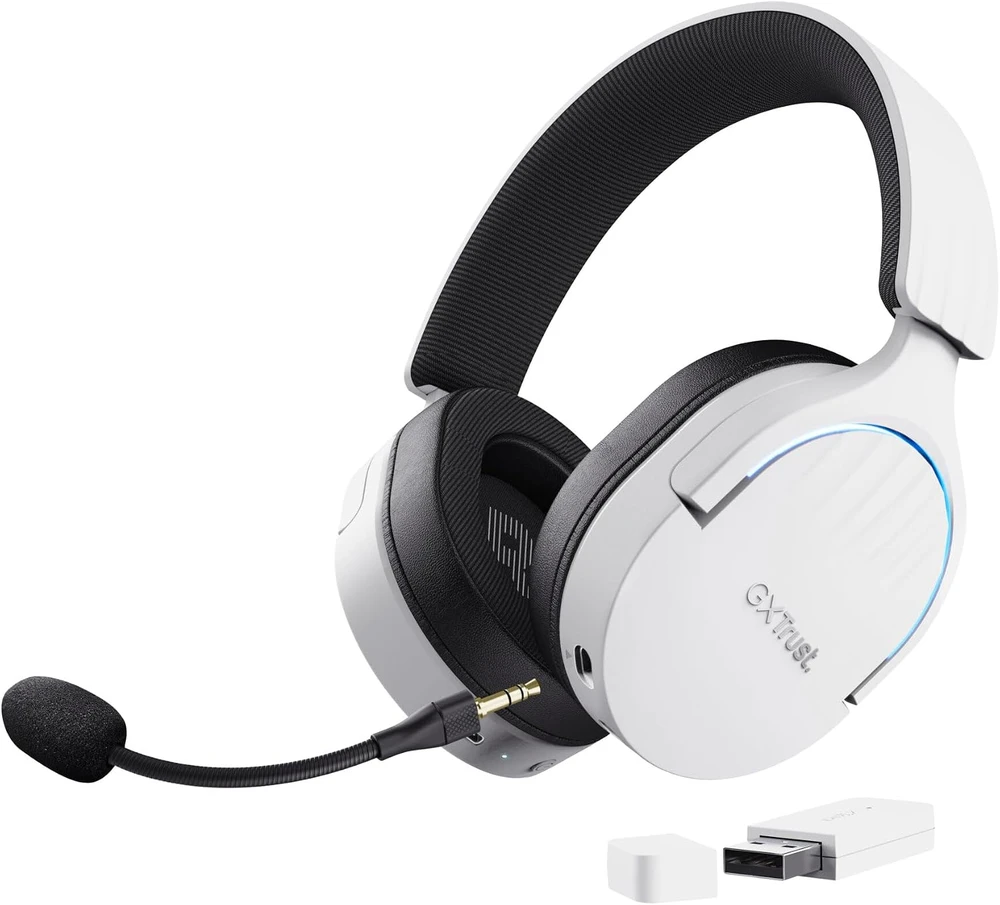 Trust GXT 491W FAYZO Ausinės su laidu & Belaidės su lankeliu ant galvos Gaming USB Type-C Bluetooth Juodas, Baltas