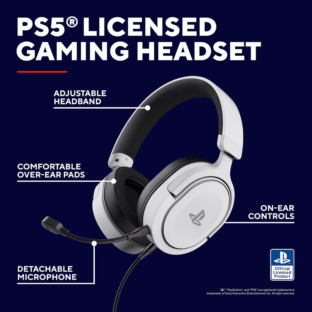 Trust Gaming GXT 498W Forta laidinės PS5 žaidimų ausinės su nuimamu mikrofonu, 50 mm