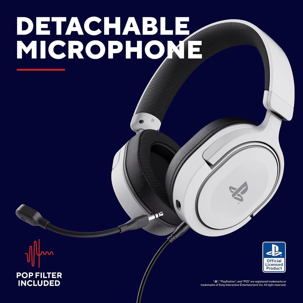 Trust Gaming GXT 498W Forta laidinės PS5 žaidimų ausinės su nuimamu mikrofonu, 50 mm