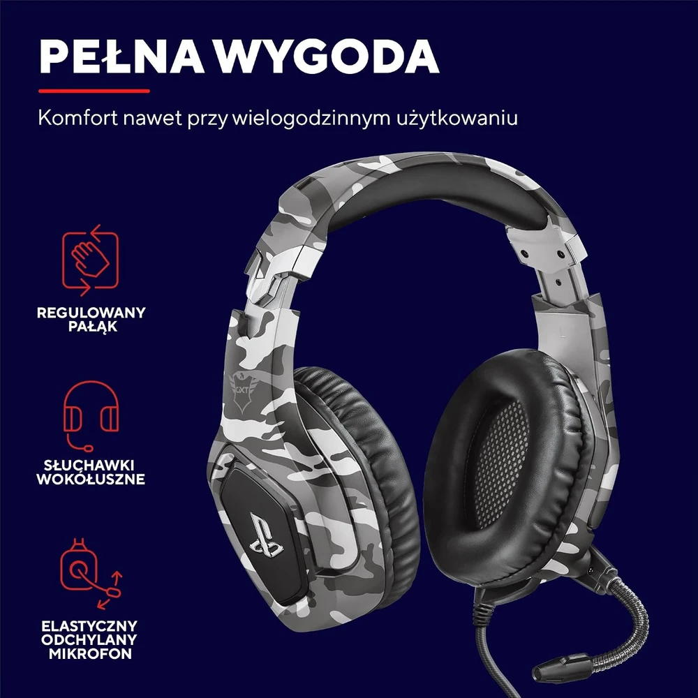 Žaidimų ausinės Trust GXT 488 Forze-G PS4 Ausinės Žaidimams PlayStation® official licensed product, Pilkos, 23531