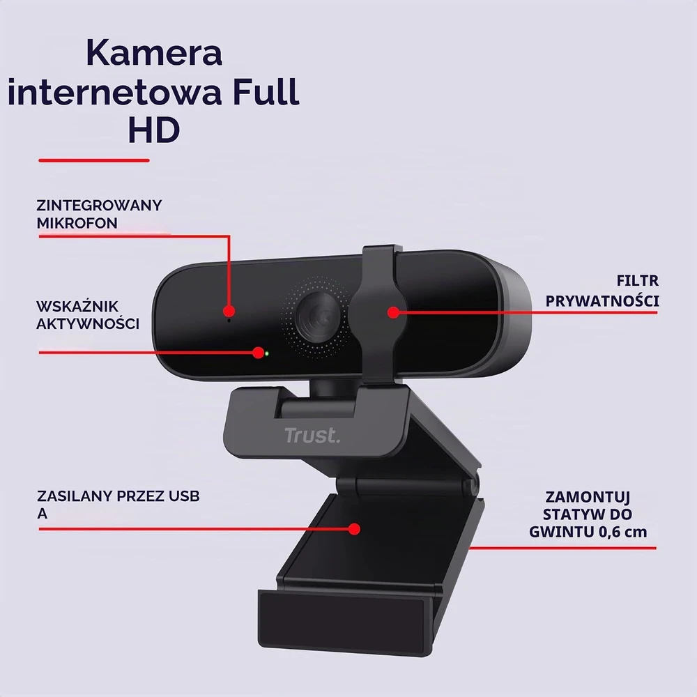 Trust internetinė kamera Full HD 1080p USB su mikrofonu ir objektyvo uždanga 26043