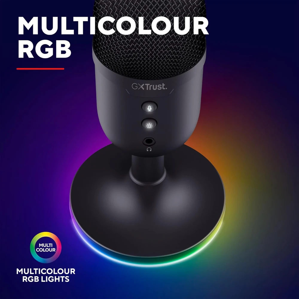 Trust USB kondensatorinis stalinis mikrofonas su RGB apšvietimu, kardioidinis, GXT 236 Yami