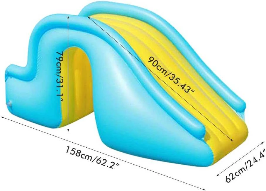 Tumnea pripučiama vandens čiuožykla vaikams, mėlyna, 158 × 79 × 62 cm, PVC