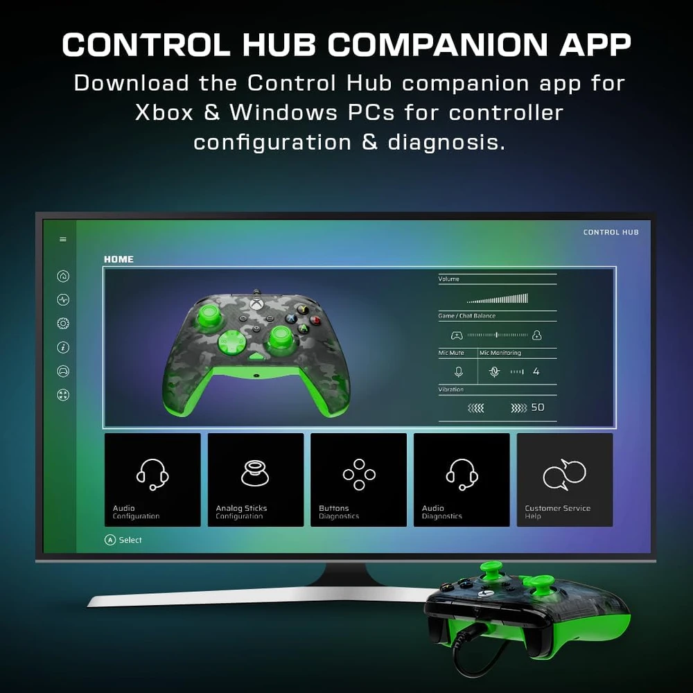 Turtle Beach Rematch Core Laidinis Žaidimų valdiklis | Ghost Camo Juoda/Žalia | XBOX