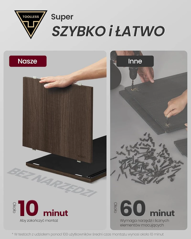 TV staliukas Vasagle TV spintelė itin greitas surinkimas modernus uosio rudos-ryškiai juodos spalvos