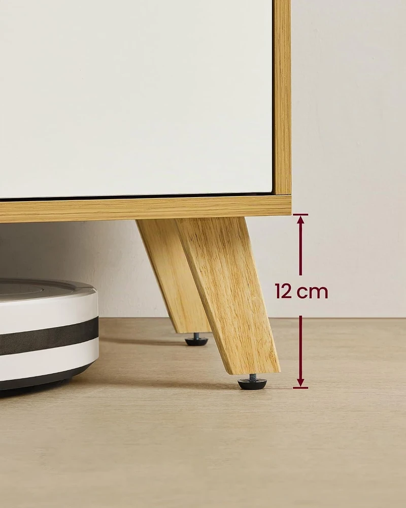 TV staliukas Vasagle Televizoriaus spintelė 140 cm ilgio, natūralaus ąžuolo spalva - kreminė balta