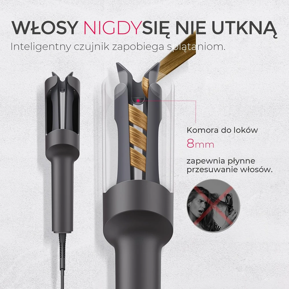 TYMO automatinė plaukų garbanojimo žnyplė 25 mm su keramine danga, 160–210 °C, HC503