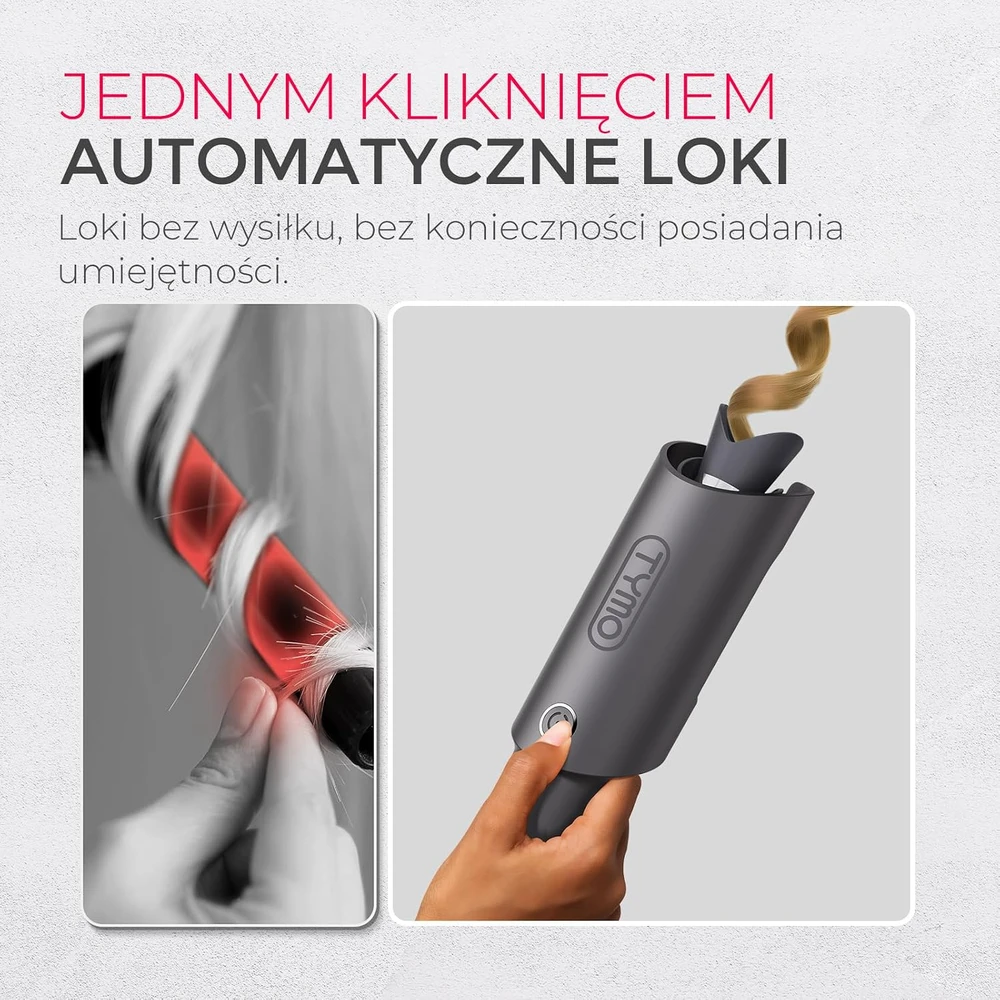 TYMO automatinė plaukų garbanojimo žnyplė 25 mm su keramine danga, 160–210 °C, HC503