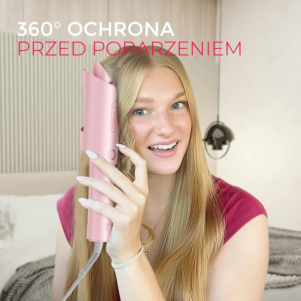 TYMO automatinės plaukų garbanojimo žnyplės 25 mm, 160–210 °C, rožinės, HC503N