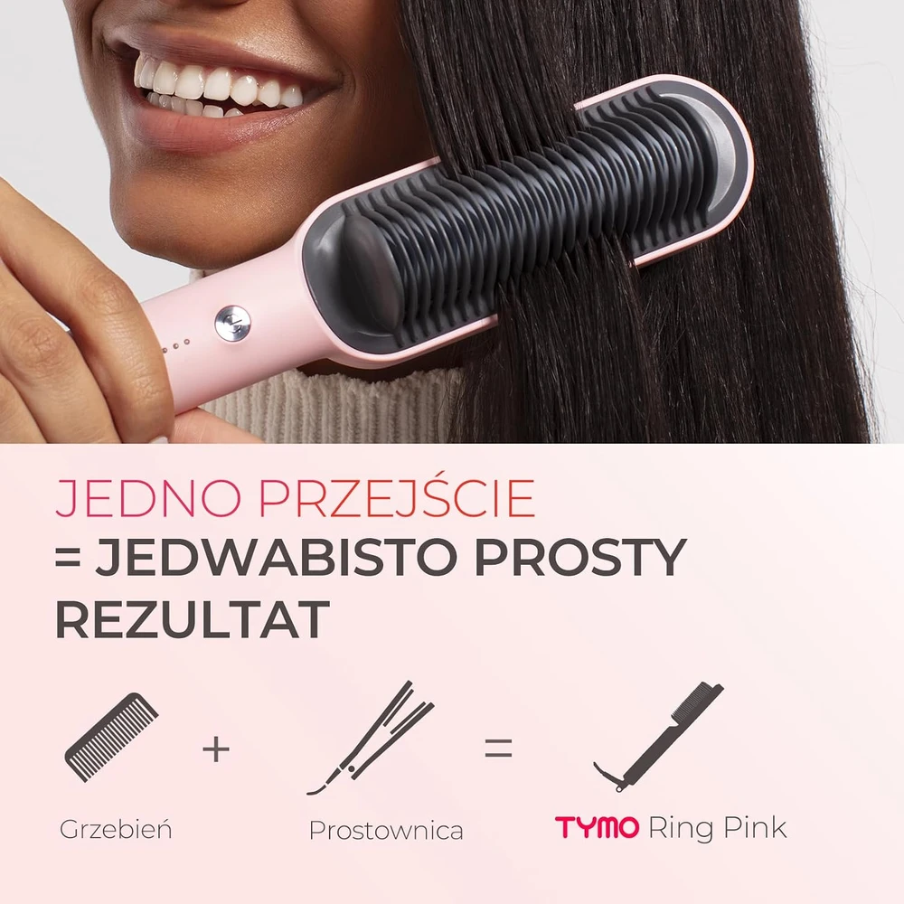TYMO plaukų tiesinimo šepetys su keramine danga ir 5 temperatūros nustatymais HC100R