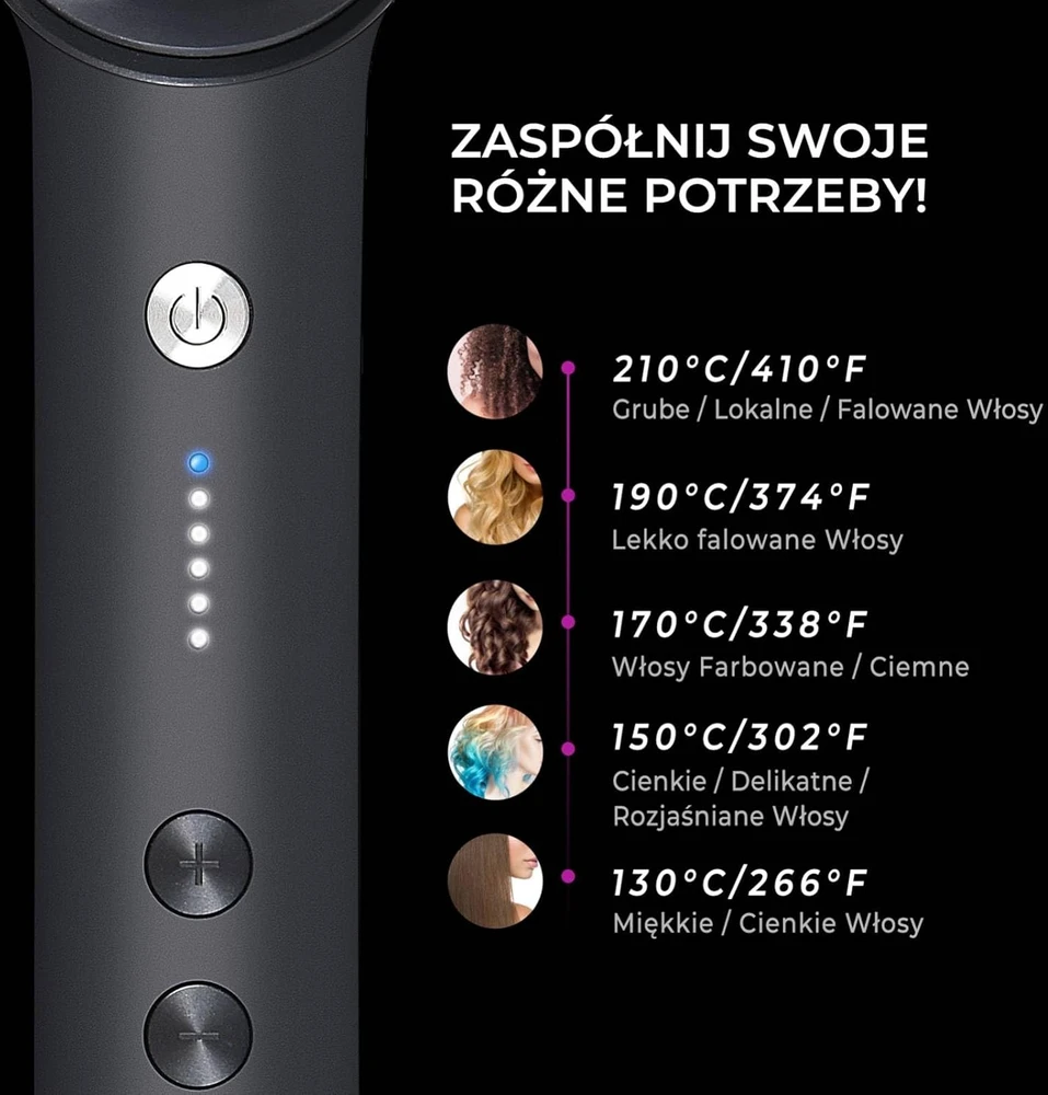 TYMO plaukų tiesinimo šepetys su keraminėmis šukomis, 210 °C, HC100