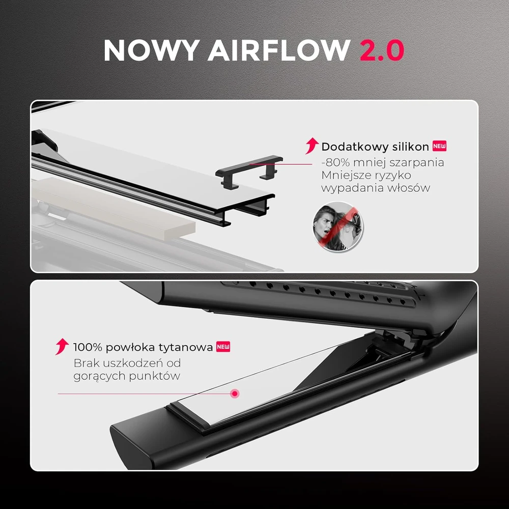 TYMO plaukų tiesintuvas ir garbanojimo žnyplės Airflow Styler 2.0, 140–220 °C, HC506D