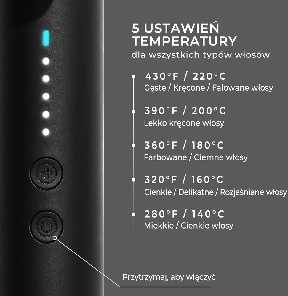 TYMO plaukų tiesintuvas ir garbanojimo žnyplės Airflow Styler 2.0, 140–220 °C, HC506D